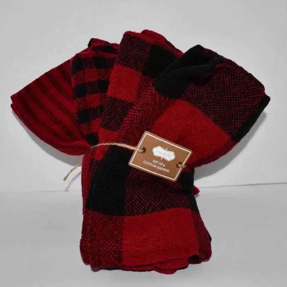 Mud Pie Red Buffalo Check Napkin /NWT